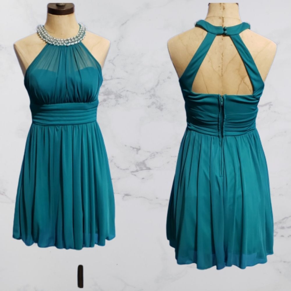 Speechless Teal Fit & Flare Pearl Dress Size 3